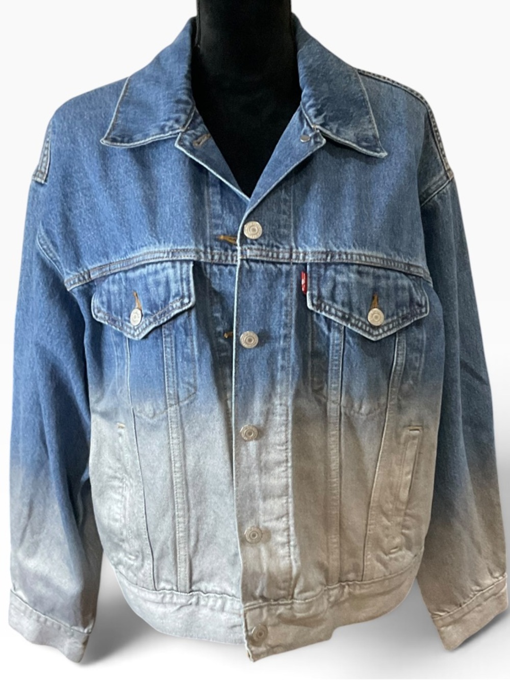 Levi's 90s Style Trucker Blue to Gray Ombre Denim Jacket